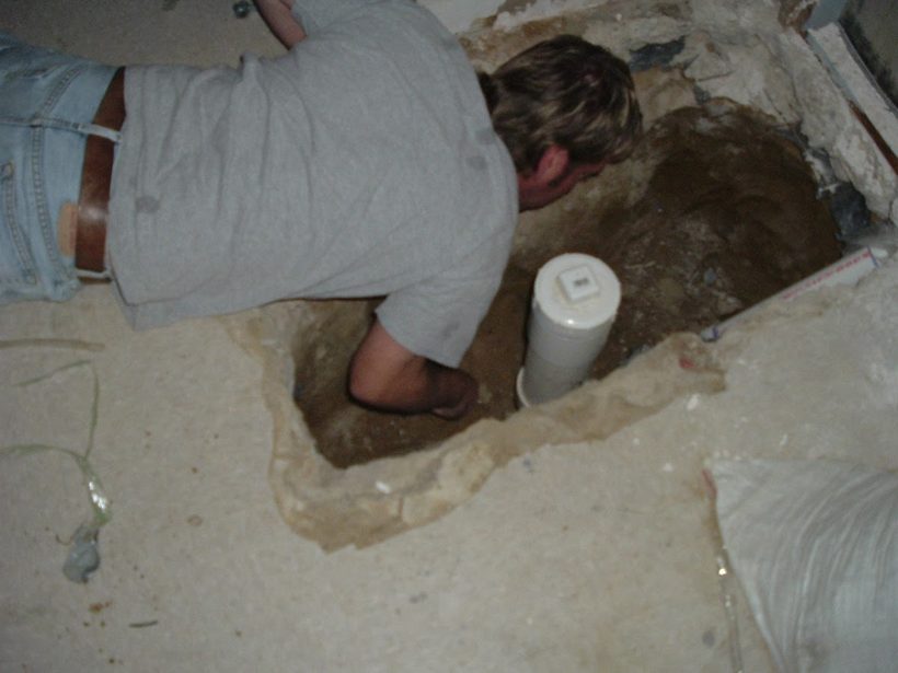 Slab leak located under bathroom tile